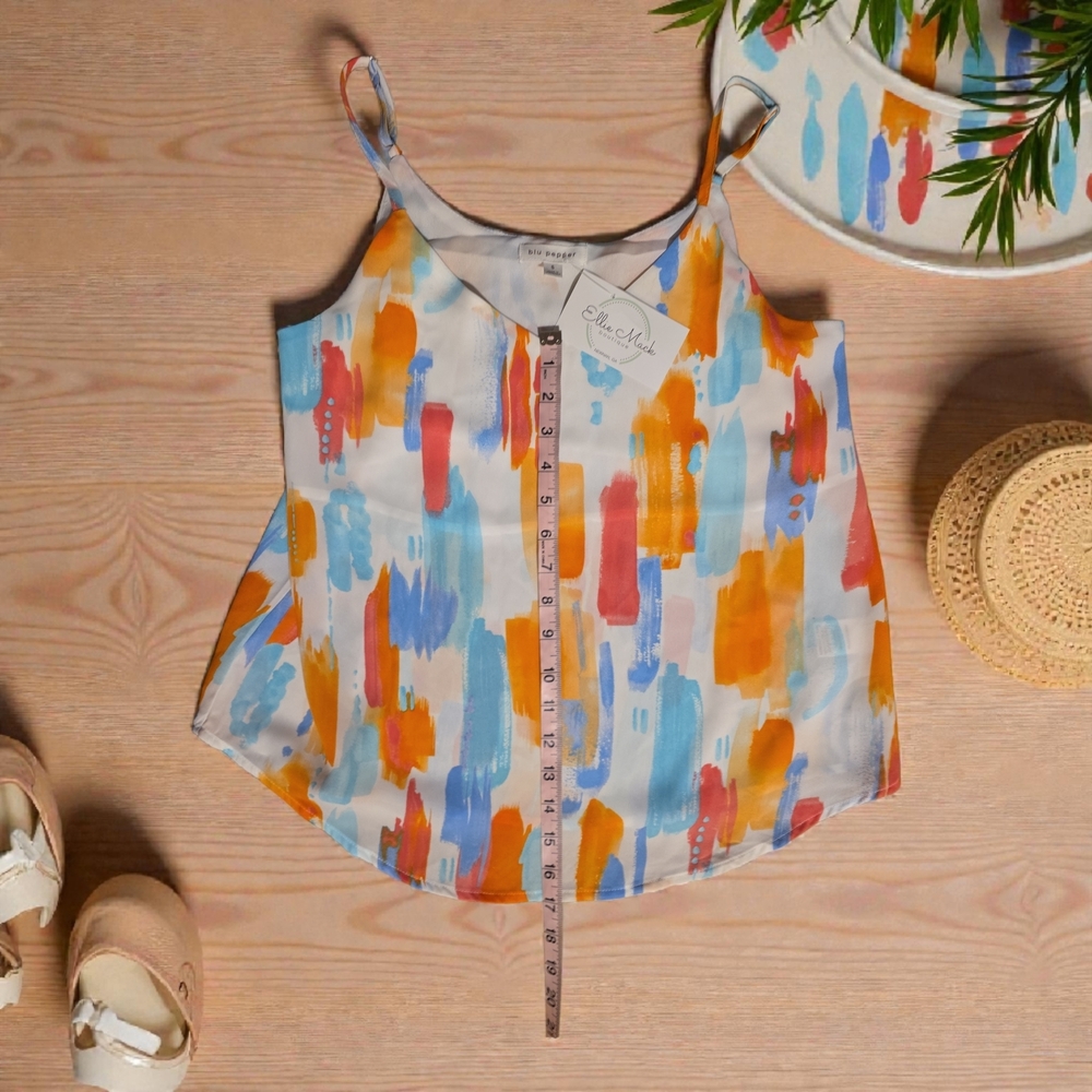 Blu Pepper Multicolor Brushstroke‎ Camisole - Picture 3 of 4